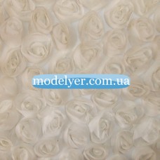 Ткань Шифоновые розы 3D (молоко)